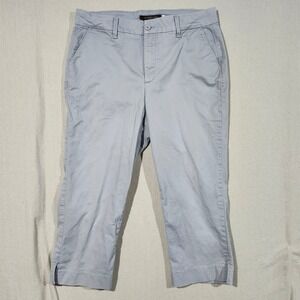 NYDJ Chino Capri Cropped‎ Pants Women's Size 14 Blue Gray Lift Tuck